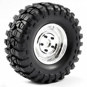 FTX Outback 1.9" Pre-mounted Steel Lug/tyre (2) - Chrome