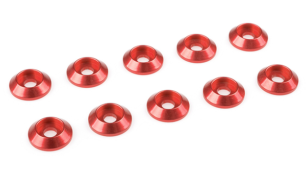 Team Corally - Aluminium Washer - for M3 Flat Head Screws - OD=8mm - Red (10)