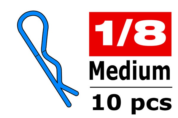 Team Corally Body Clips 45&oslash; Bent Medium Blue (10)